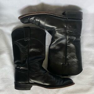 Justin Leather Roper Boots Black 6